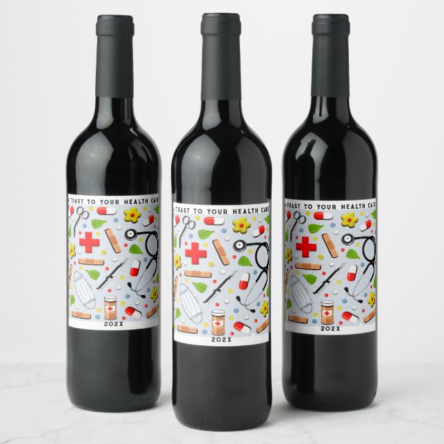 Étiquette Pour Bouteilles De Vin Cadeau d'infirmière (Bouteilles)