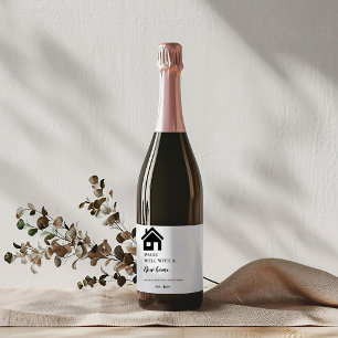 Étiquette Pour Bouteilles De Vin Cadeau minimaliste moderne de la fête de chauffage