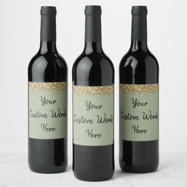 Étiquette Pour Bouteilles De Vin Cadeau Personnalisé Votre Texte Ici Vert Sauge Per (Bouteilles)