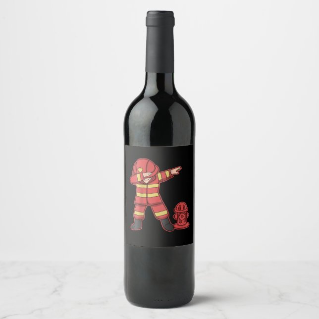 Étiquette Pour Bouteilles De Vin Cadeau pompier | L'Homme Pompier (Devant)