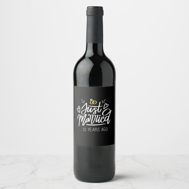 Étiquette Pour Bouteilles De Vin Cadeaux de mariage | 10e anniversaire de mariage (Devant)