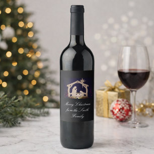 Étiquette Pour Bouteilles De Vin Cadeaux de vin personnalisés de Noël Nativité