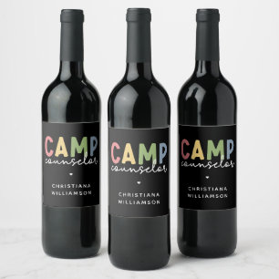 Étiquette Pour Bouteilles De Vin Cadeaux personnalisés de conseillers de camp