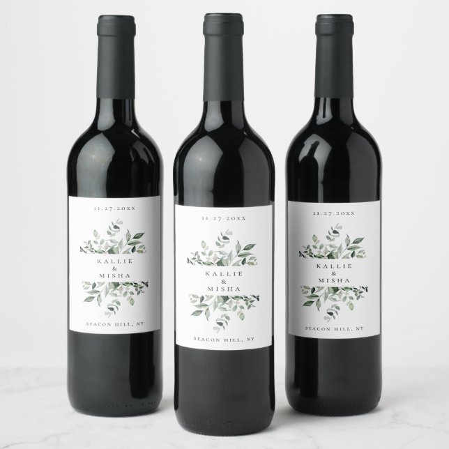 Étiquette Pour Bouteilles De Vin Cadre de feuillage botanique naturel (Bouteilles)