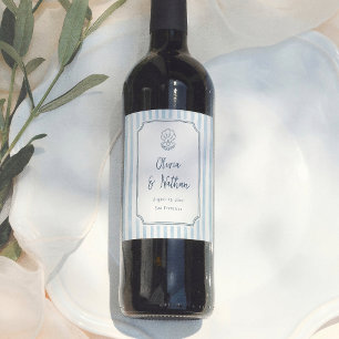 Étiquette Pour Bouteilles De Vin Calligraphie Fantaisiste Mariage Rayures Rétro Ble