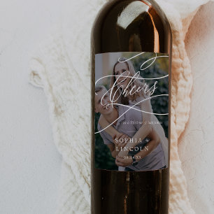 Étiquette Pour Bouteilles De Vin Calligraphie romantique Dark Photo Overlay Mariage