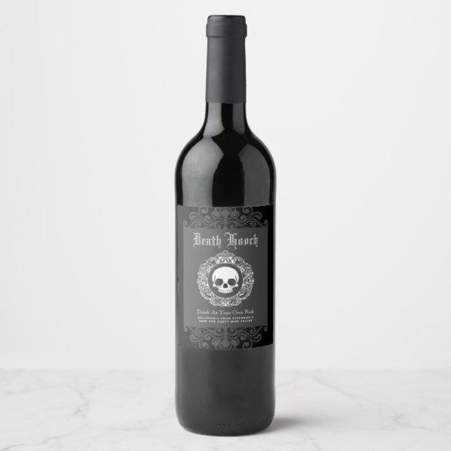 Étiquette Pour Bouteilles De Vin Cameo de crâne victorien (Devant)