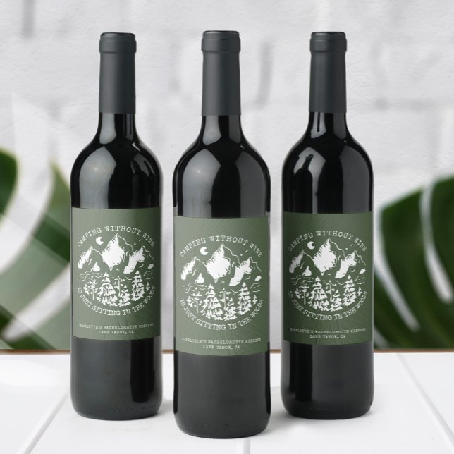 Étiquette Pour Bouteilles De Vin Camping Bachelorette Party Simple moderne (Créateur téléchargé)