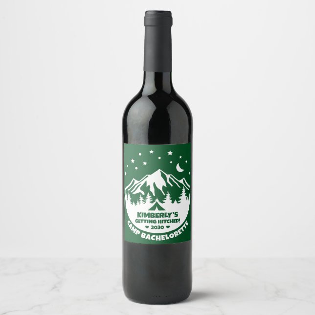 Étiquette Pour Bouteilles De Vin Camping Enterrement de Bachelorette (Devant)