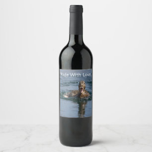 Étiquette Pour Bouteilles De Vin Canard avec bec ouvert