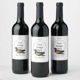 Étiquette Pour Bouteilles De Vin Canard en bois magnifique nageant