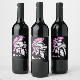 Étiquette Pour Bouteilles De Vin Cancer du sein survivant