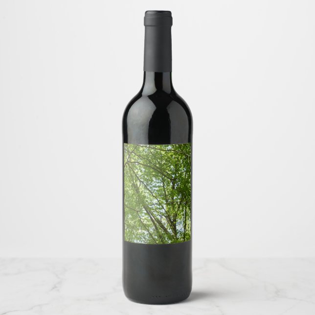 Étiquette Pour Bouteilles De Vin Canopée du printemps Feuille Green Nature Scene (Devant)