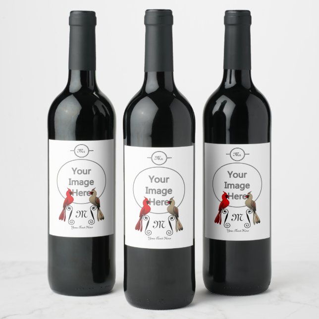 Étiquette Pour Bouteilles De Vin Cardinal du Nord SongBird (Bouteilles)