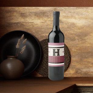 Étiquette Pour Bouteilles De Vin Carrelage Bistro vintage Cranberry et Monogramme O