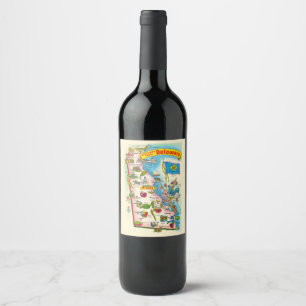 Étiquette Pour Bouteilles De Vin Carte ancienne du Delaware