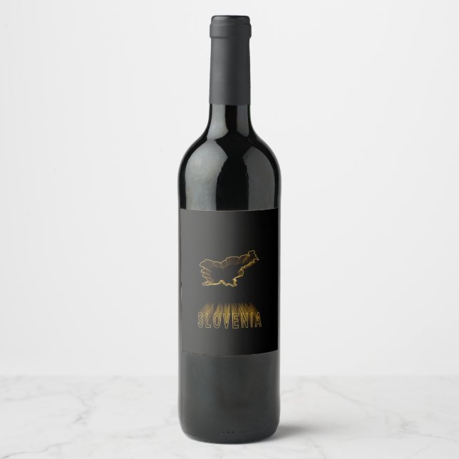 Étiquette Pour Bouteilles De Vin Carte de Slovénie, Gold Map (Devant)