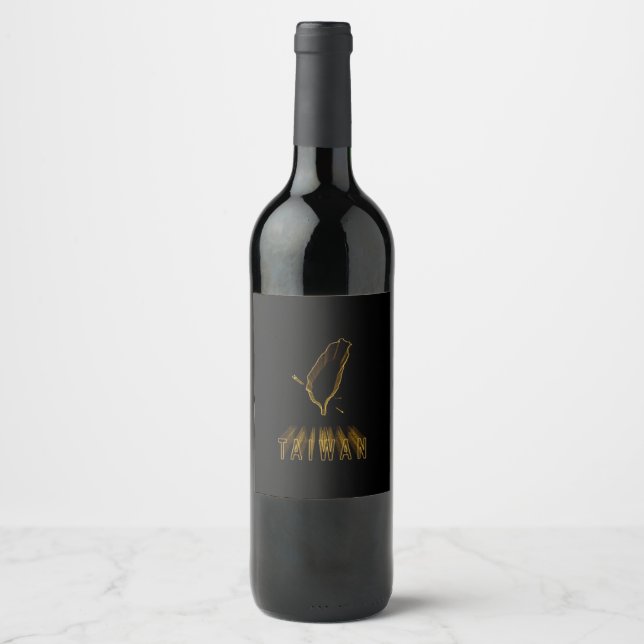 Étiquette Pour Bouteilles De Vin Carte de Taïwan, Gold Map (Devant)