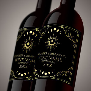 Étiquette Pour Bouteilles De Vin Carte de Tarot Élégante Dorée Étiquette de Vin de
