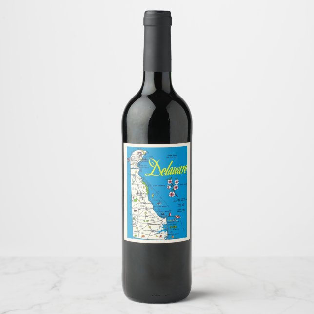 Étiquette Pour Bouteilles De Vin Carte Delaware (Devant)