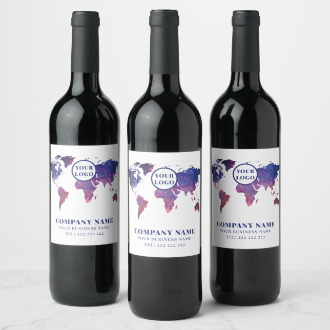 Étiquette Pour Bouteilles De Vin Carte du monde (Bouteilles)