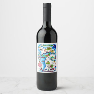 Étiquette Pour Bouteilles De Vin Carte postale du Michigan