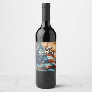 Étiquette Pour Bouteilles De Vin Carte postale patriotique d'anniversaire
