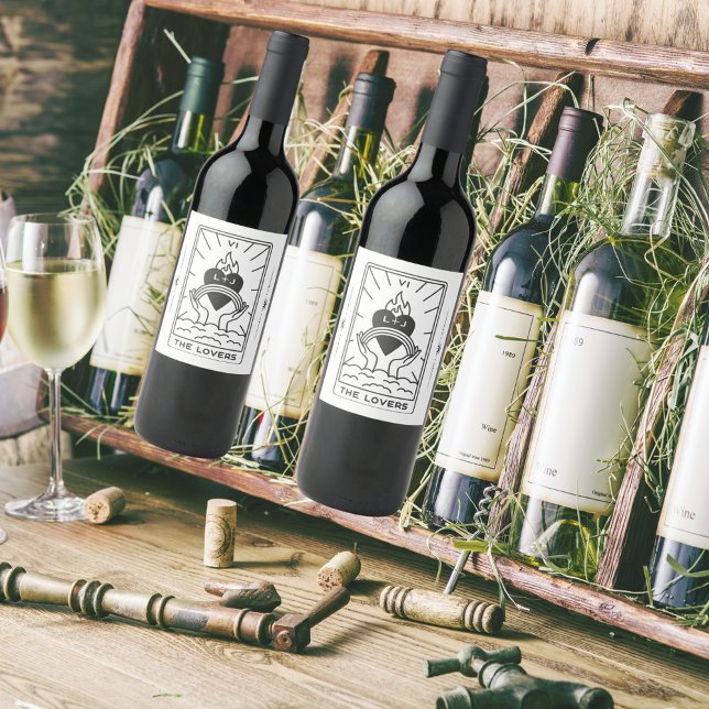 Étiquette Pour Bouteilles De Vin Cartes Tarot | FÊTE DES MARIÉES | MARIAGE | Modern (Créateur téléchargé)