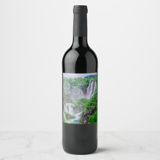 Étiquette Pour Bouteilles De Vin Cascade des lacs Plitvice (Devant)