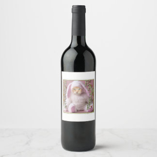 Étiquette Pour Bouteilles De Vin Cat Easter Bunny Claude Holiday Card Gift Tags