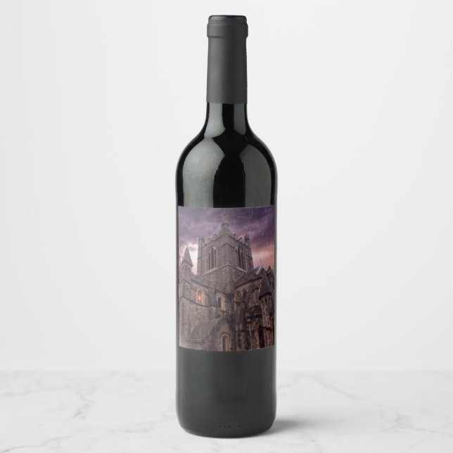Étiquette Pour Bouteilles De Vin Cathédrale hantée (Devant)
