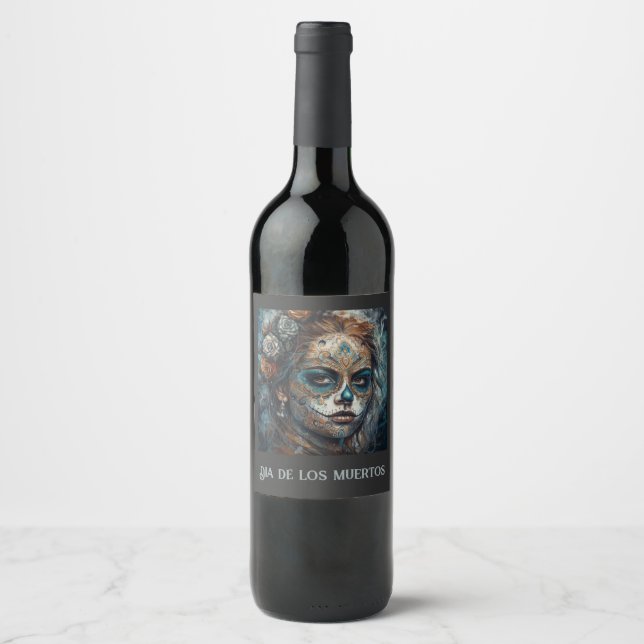 Étiquette Pour Bouteilles De Vin Catrina Azul (Devant)