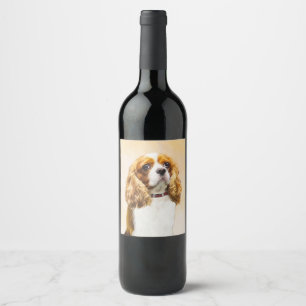 Étiquette Pour Bouteilles De Vin Cavalier King Charles Spaniel Peinture originale