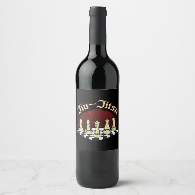 Étiquette Pour Bouteilles De Vin ceinture noire brésilienne djiu jitsu (Devant)