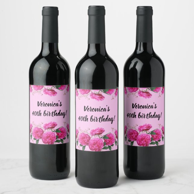 Étiquette Pour Bouteilles De Vin Célébration personnalisée de rose (Bouteilles)