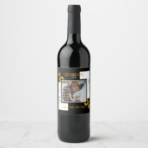 Étiquette Pour Bouteilles De Vin Célébrez l'amour boho tournesol doré