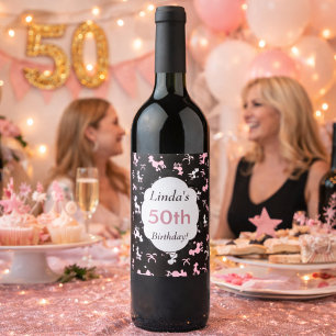 Étiquette Pour Bouteilles De Vin Célébrez un anniversaire - thème Poodle 50 ans