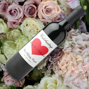Étiquette Pour Bouteilles De Vin Célébrez un couple simple cœur rouge personnalisé