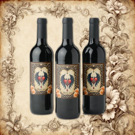 Étiquette Pour Bouteilles De Vin Celtic elegance with a heart and wings. 