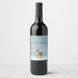 Étiquette Pour Bouteilles De Vin Cerf de Noël - Joyeuses fêtes