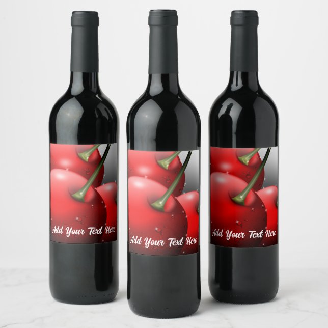 Étiquette Pour Bouteilles De Vin Cerises avec gouttes de ragoût (Bouteilles)