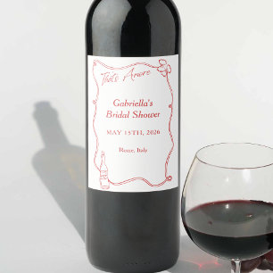Étiquette Pour Bouteilles De Vin C'est Amore Whimsical Main tiré Chic Rouge Italien