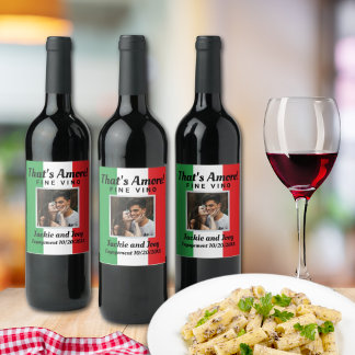 Étiquette Pour Bouteilles De Vin C'est l'amour ! Drapeau italien avec photo personn