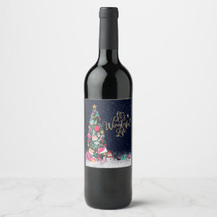 Étiquette Pour Bouteilles De Vin C'est une vie merveilleuse Glam Girly Christmas Tr
