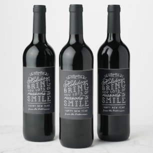 Étiquette Pour Bouteilles De Vin Chalkboard Lettres personnalisées Bonne année