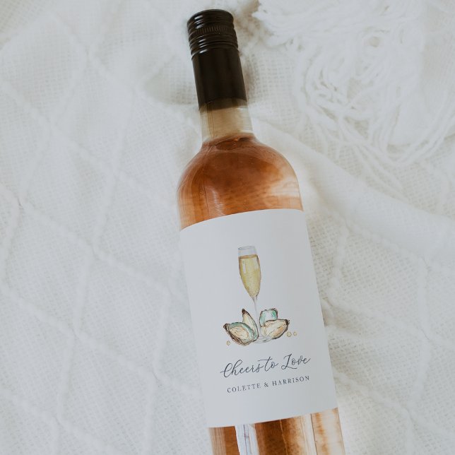 Étiquette Pour Bouteilles De Vin Champagne & Huîtres "Cheval to Love" (Créateur téléchargé)