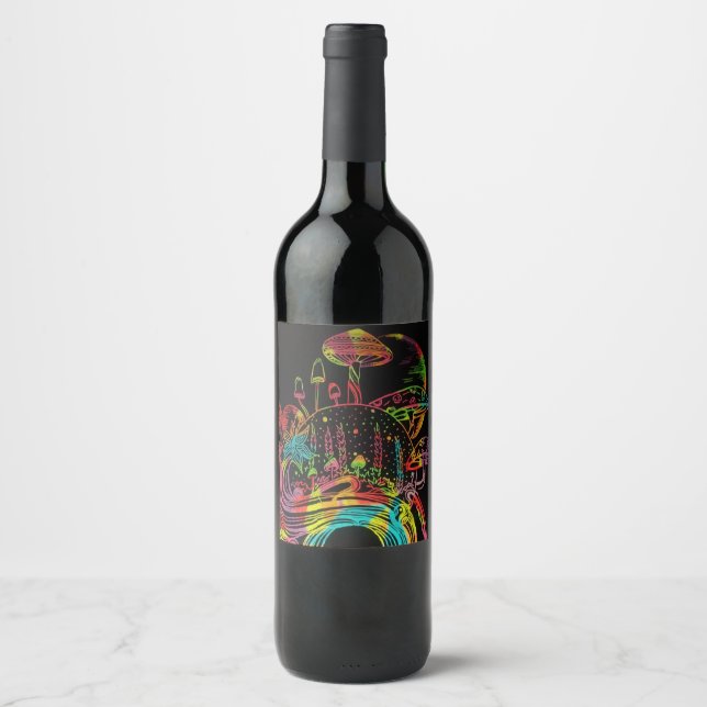Étiquette Pour Bouteilles De Vin Champignons mycorhizés (Devant)