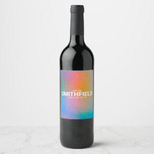 Étiquette Pour Bouteilles De Vin Changement de couleur Neon Light Holographic Trend