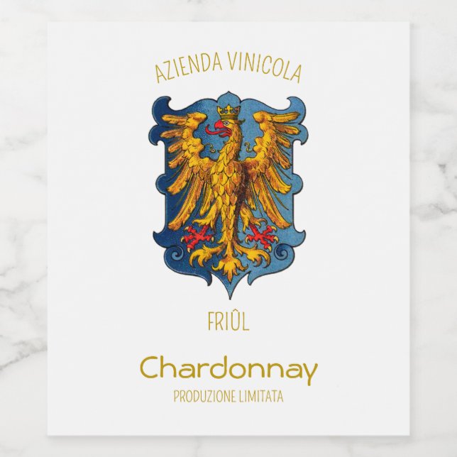 Étiquette Pour Bouteilles De Vin Chardonnay du Frioul (Étiquettes simples)