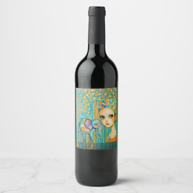 Étiquette Pour Bouteilles De Vin Charme des éléphants (Devant)